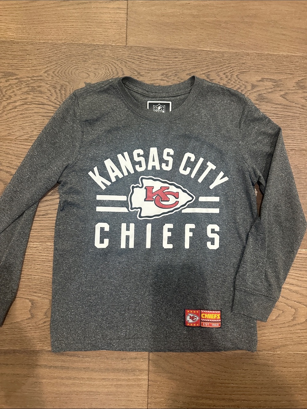 NFL Kansas City Chiefs Kids Long Sleeve Tee - Gray & Red